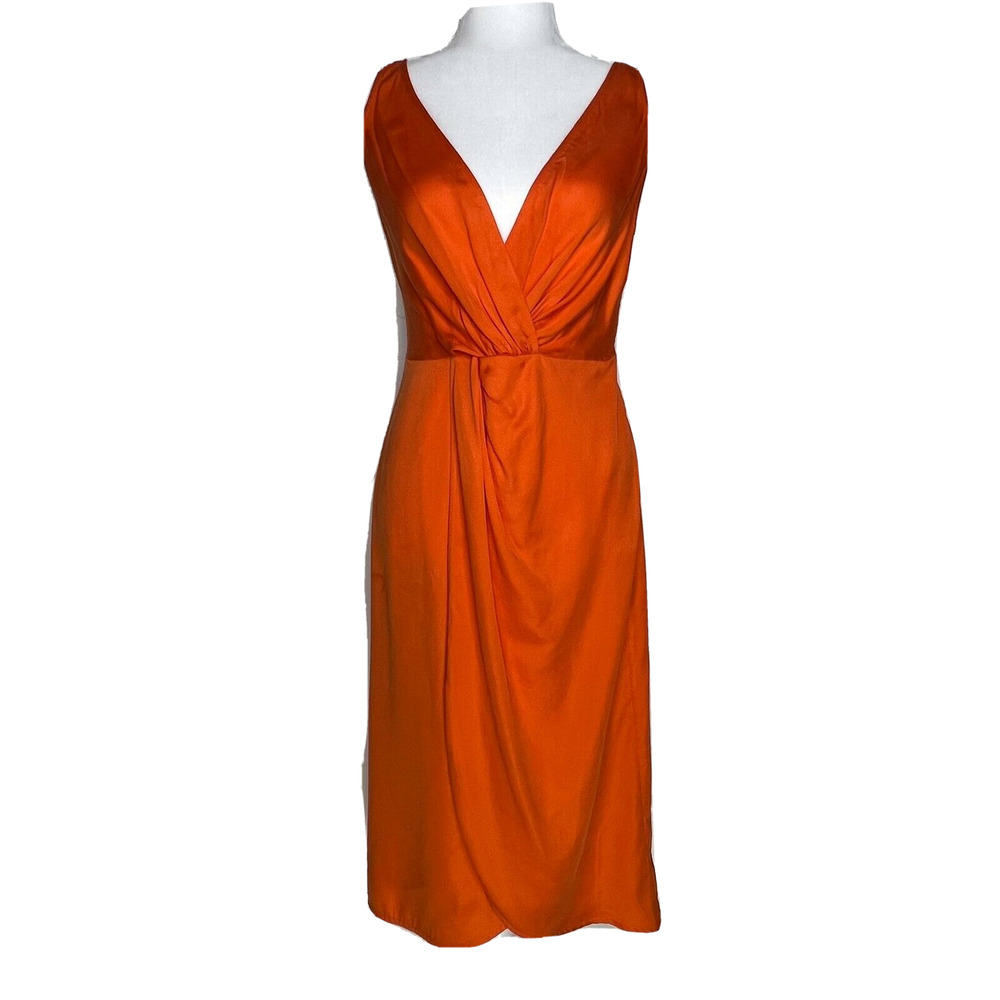 & Other Stories Sleeveless Orange Lyocell Twist Knot Midi Dress Size‎ 4